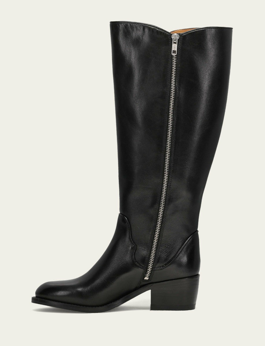 FRYE Women's Black Carson 2 Piping Tall Wide Calf Boot