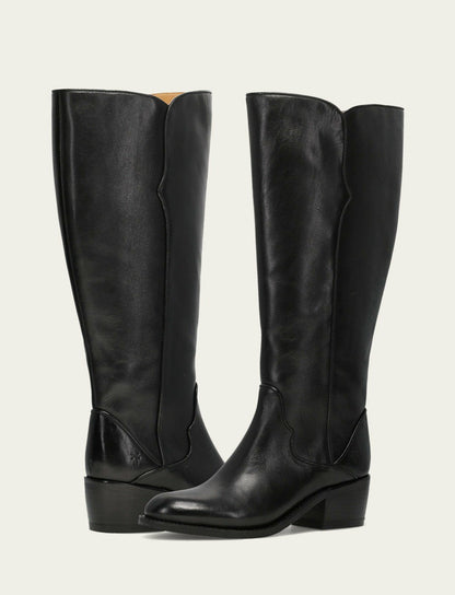 FRYE Women's Black Carson 2 Piping Tall Wide Calf Boot