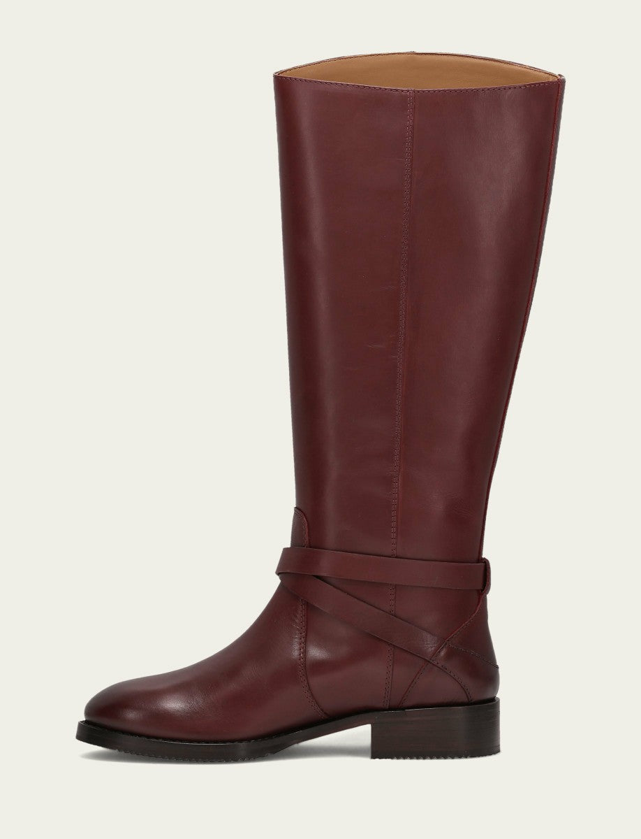 FRYE Women's Merlot Melissa Belted Riding Wide Calf Boot