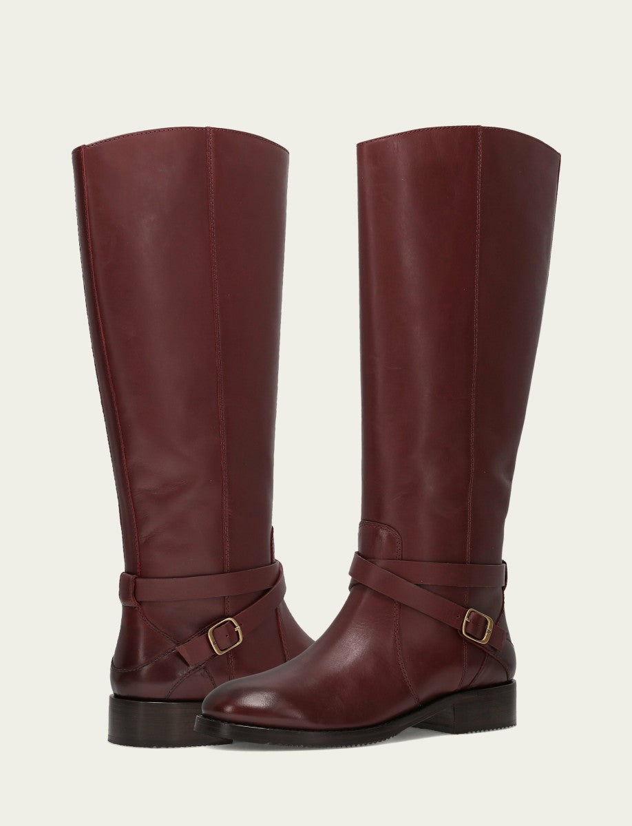 FRYE Women's Merlot Melissa Belted Riding Wide Calf Boot