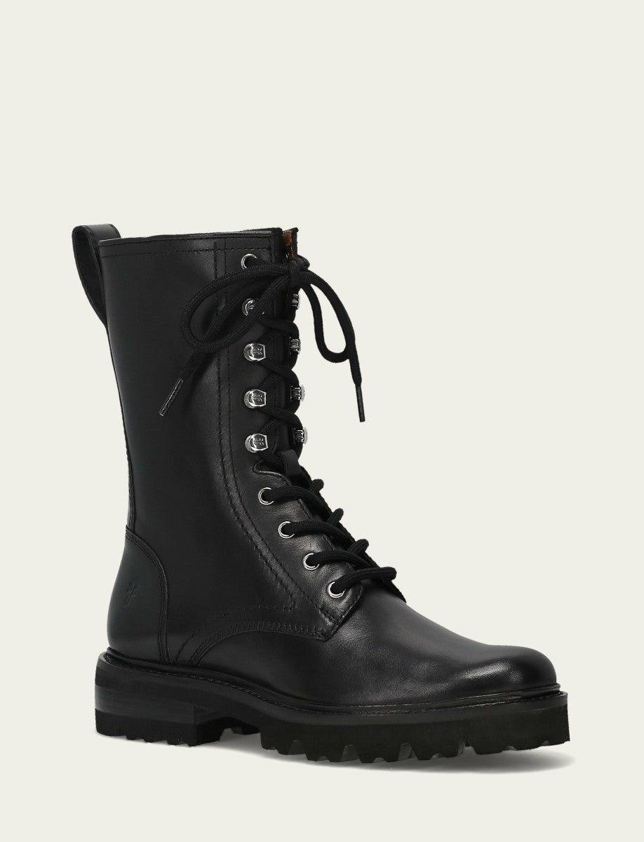 FRYE Women's Black Olivia Combat Boots