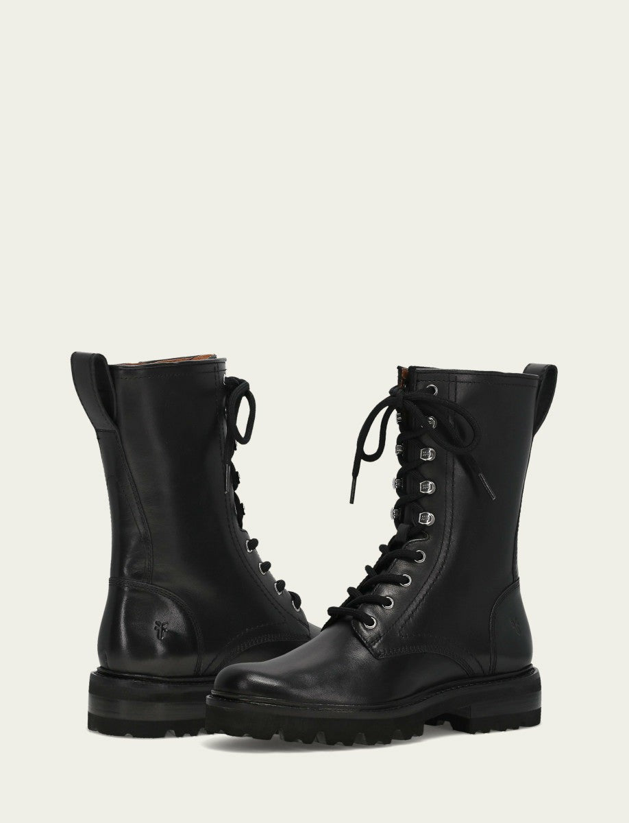 FRYE Women's Black Olivia Combat Boots