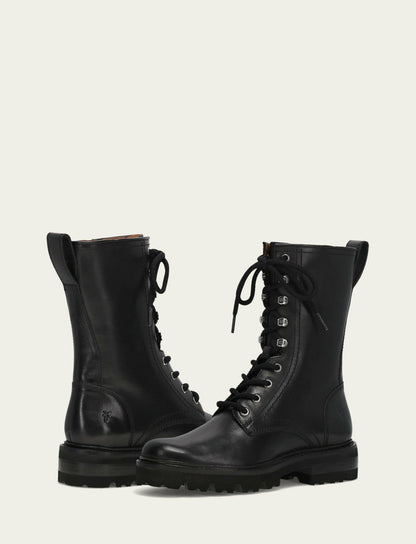 FRYE Women's Black Olivia Combat Boots
