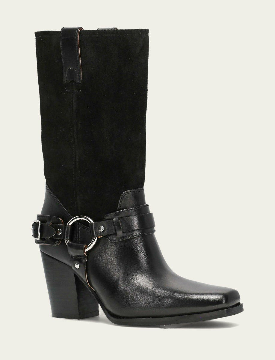 FRYE Women's Black Shiloh Harness Belted Boot