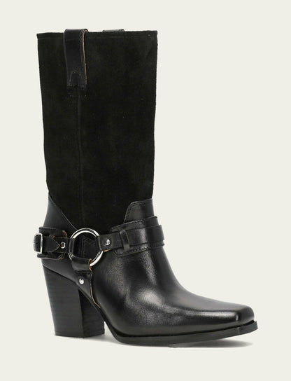 FRYE Women's Black Shiloh Harness Belted Boot