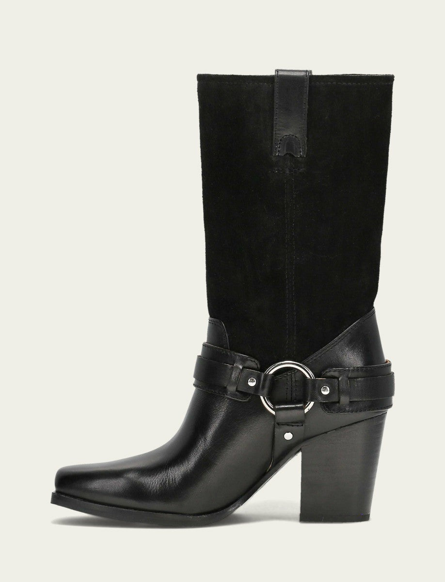 FRYE Women's Black Shiloh Harness Belted Boot