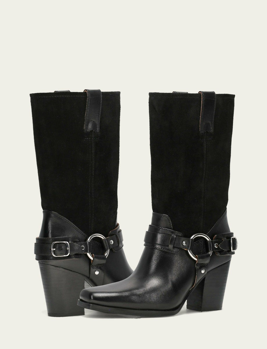 FRYE Women's Black Shiloh Harness Belted Boot