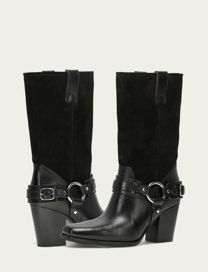 FRYE Women's Black Shiloh Harness Belted Boot