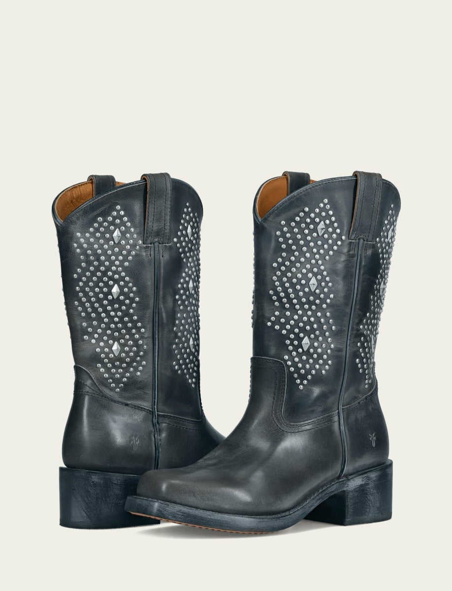 FRYE Women's Off Black Campus Deco Stud Boot