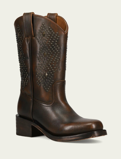 FRYE Women's Dark Brown Campus Deco Stud Boot