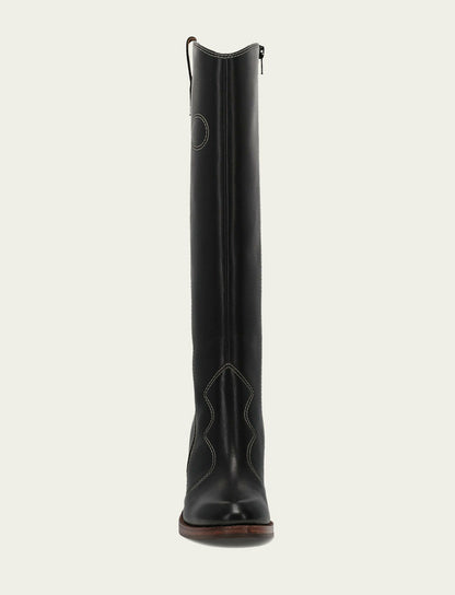 FRYE Women's Black Corinne Tall Deco Stitch Boot
