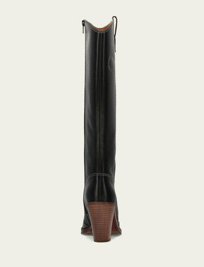 FRYE Women's Black Corinne Tall Deco Stitch Boot