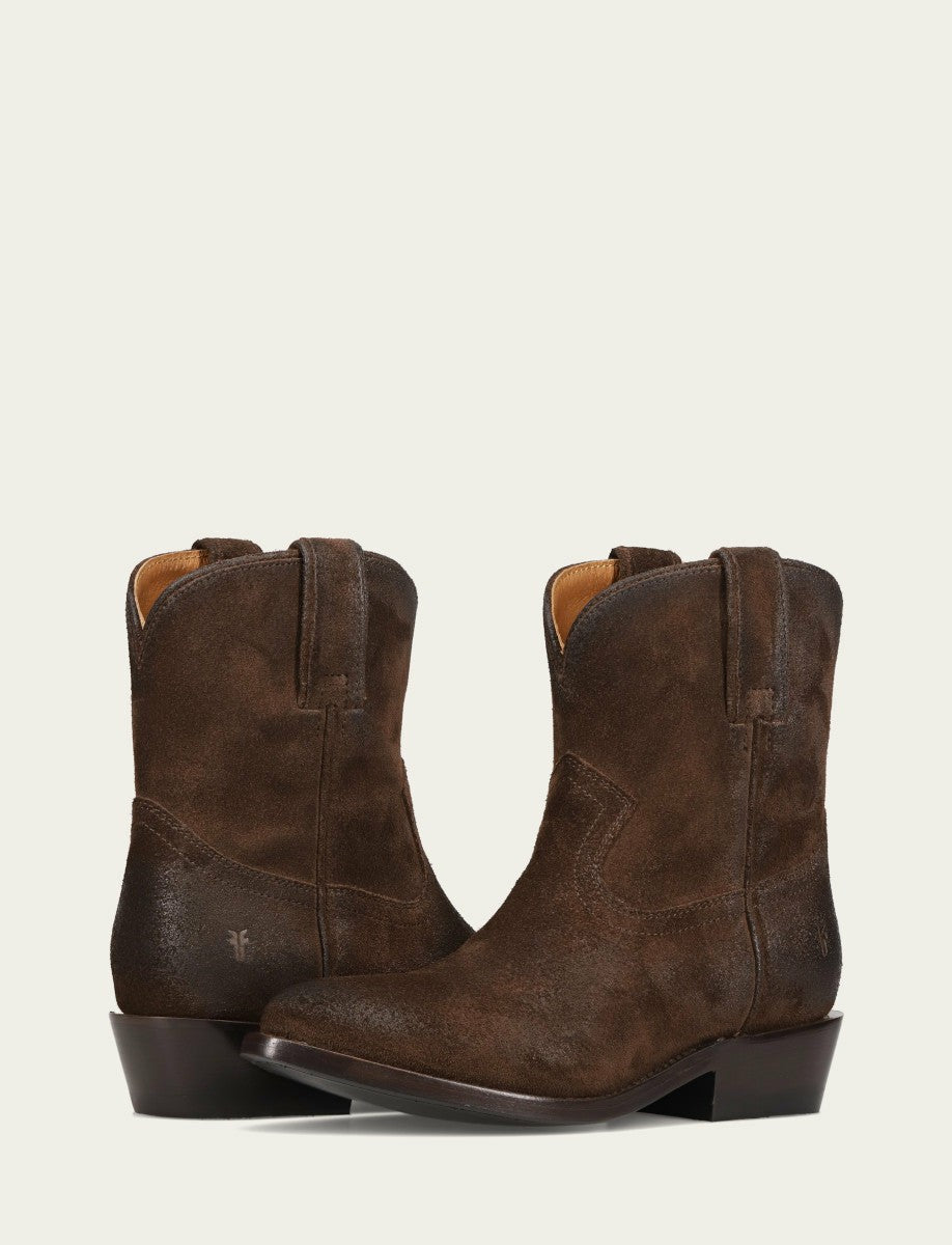 FRYE Women's Chocolate Suede Billy Short Bootie