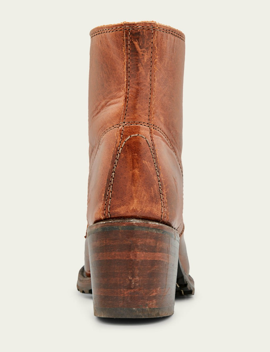 FRYE Women's Cognac Sabrina 6G Lace Up Booties