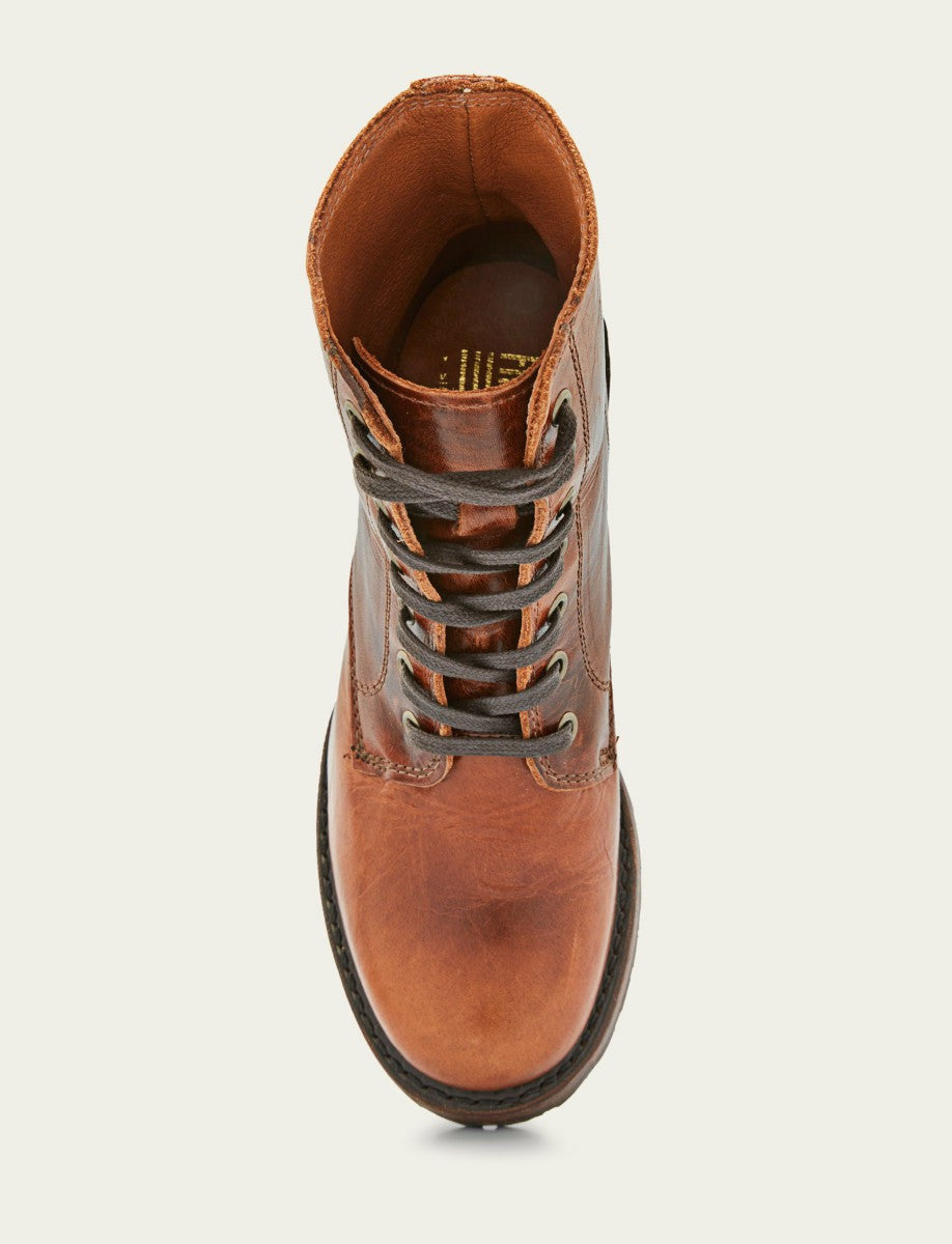 FRYE Women's Cognac Sabrina 6G Lace Up Booties