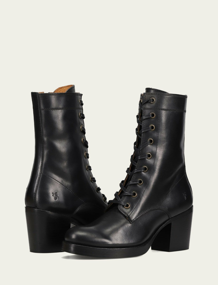 FRYE Women's Black Jean Lace Up Boot