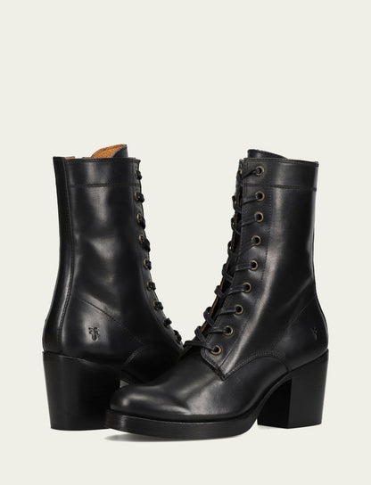FRYE Women's Black Jean Lace Up Boot