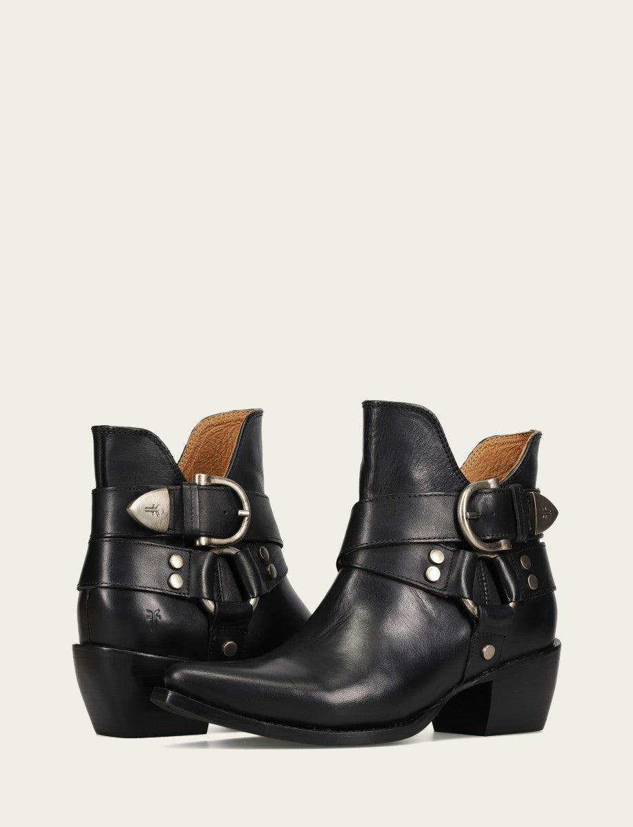 FRYE Women’s Black Sacha Multi-Strap Ankle Booties
