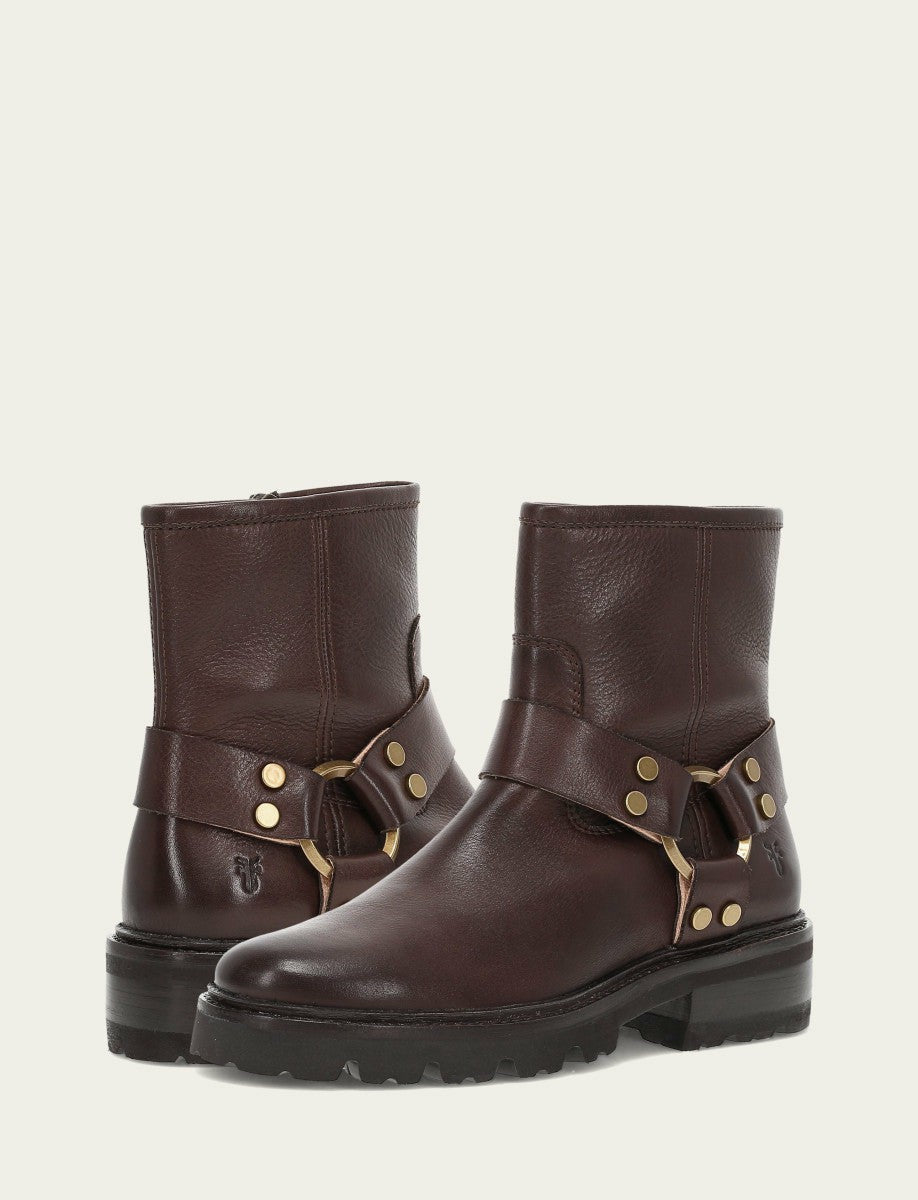 FRYE Women's Chocolate Olivia Harness Short Booties