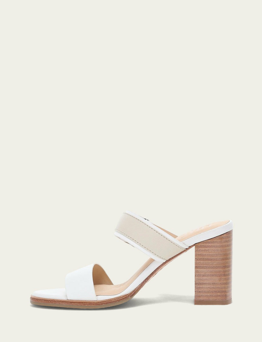 FRYE Women's White Ivory Stella Buckle Slide Sandals