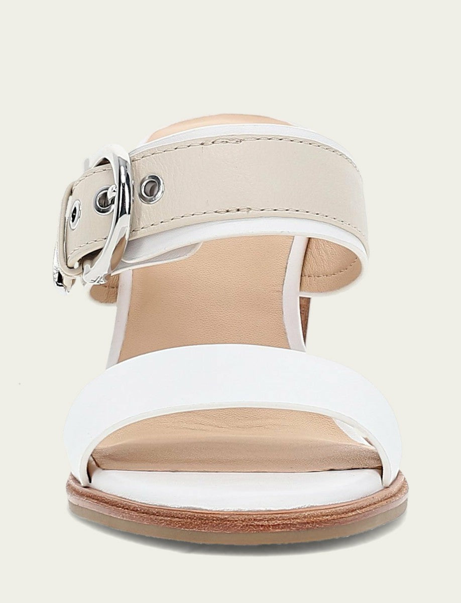 FRYE Women's White Ivory Stella Buckle Slide Sandals