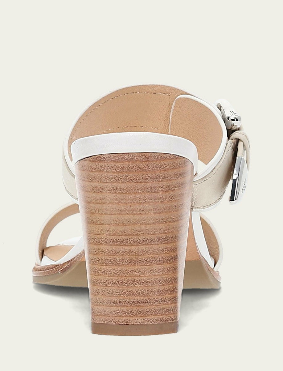 FRYE Women's White Ivory Stella Buckle Slide Sandals