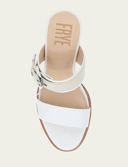 FRYE Women's White Ivory Stella Buckle Slide Sandals