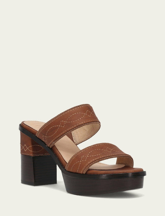 FRYE Women's Saddle Pipa Woodstock 2 Band Platform Sandals
