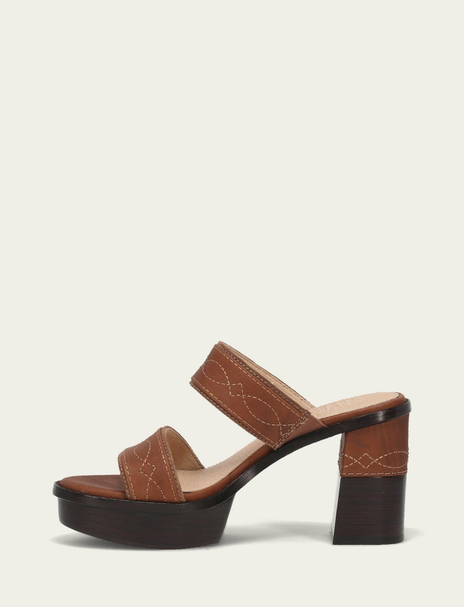 FRYE Women's Saddle Pipa Woodstock 2 Band Platform Sandals