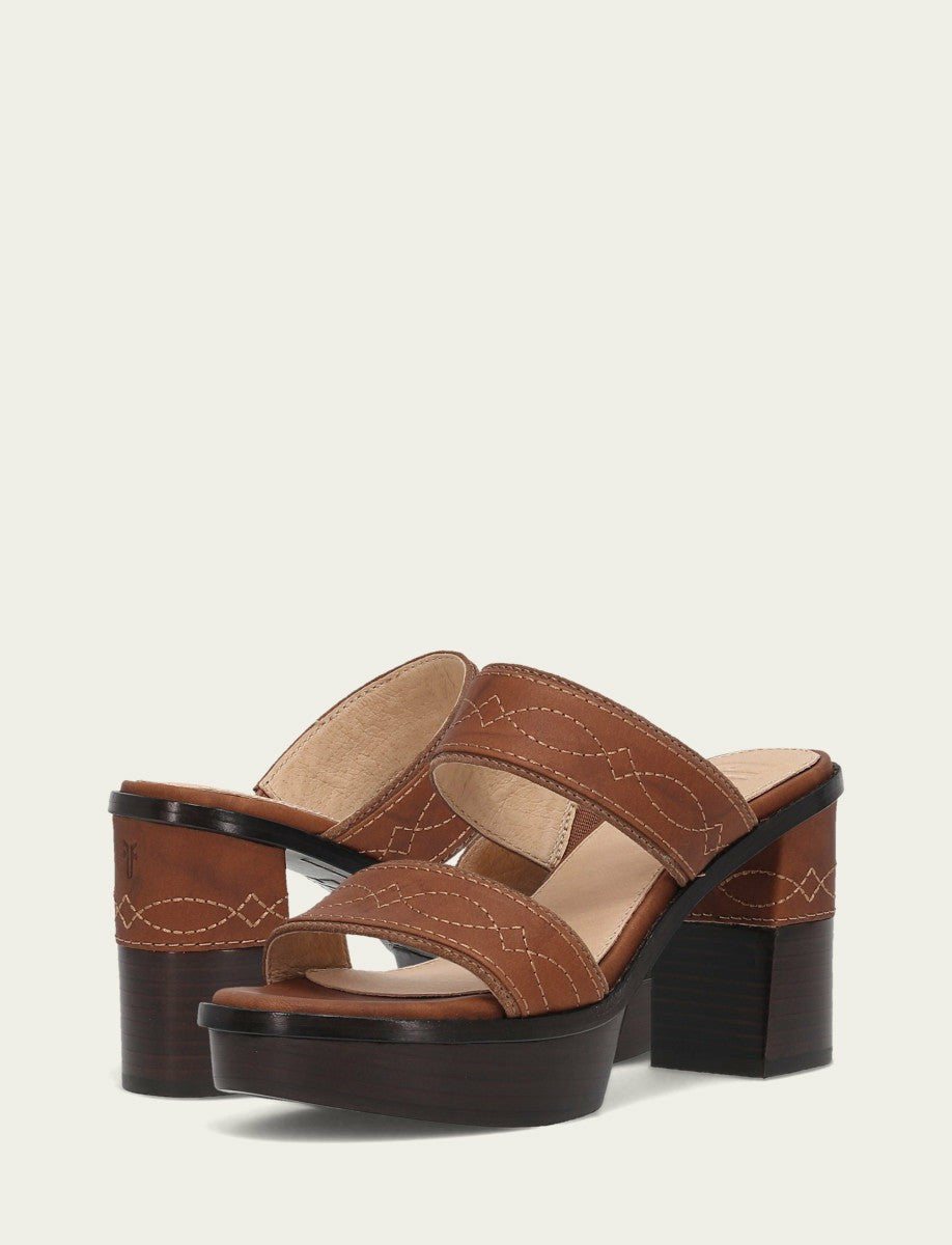 FRYE Women's Saddle Pipa Woodstock 2 Band Platform Sandals
