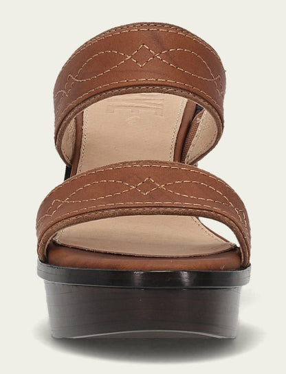 FRYE Women's Saddle Pipa Woodstock 2 Band Platform Sandals
