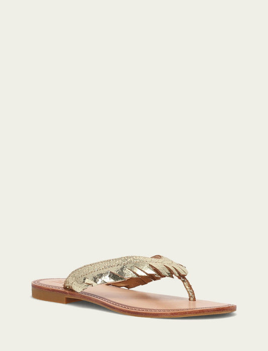 FRYE Women's Gold Mirror Ava Fringe Sandals