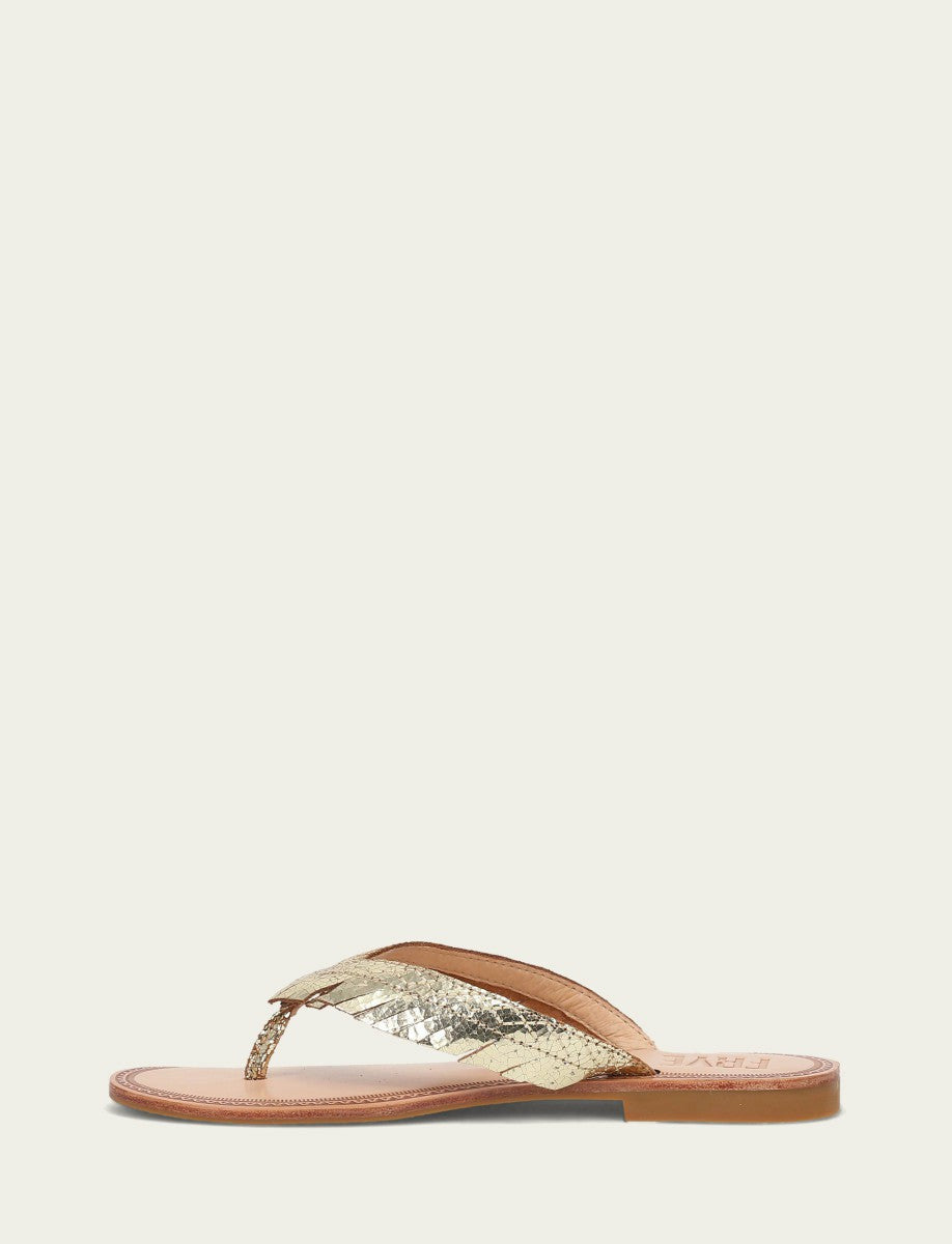 FRYE Women's Gold Mirror Ava Fringe Sandals