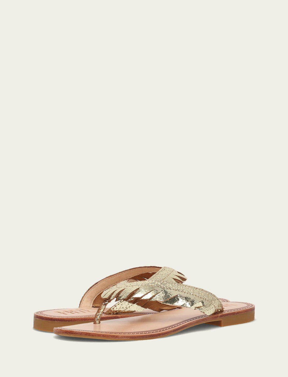 FRYE Women's Gold Mirror Ava Fringe Sandals