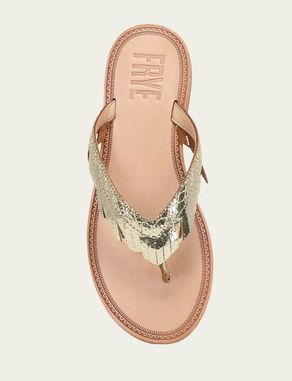 FRYE Women's Gold Mirror Ava Fringe Sandals