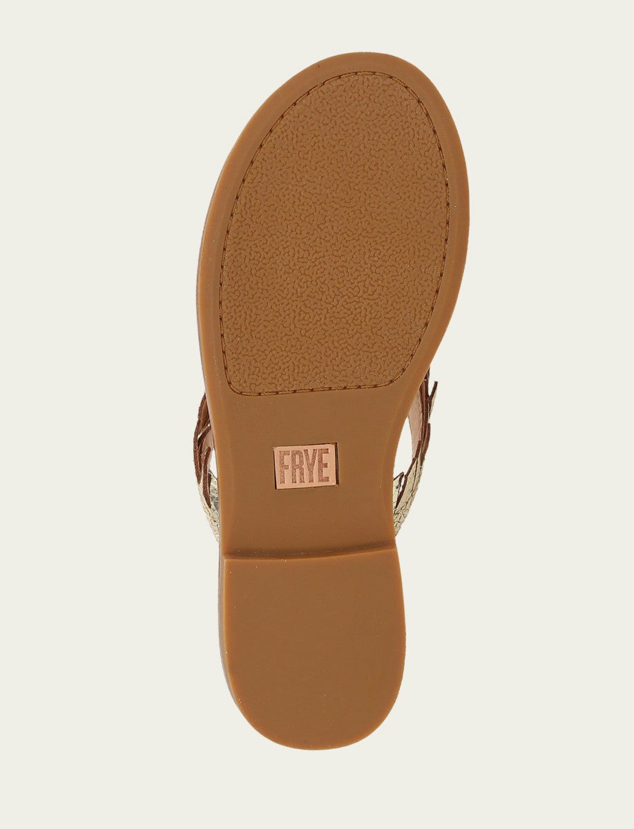 FRYE Women's Gold Mirror Ava Fringe Sandals