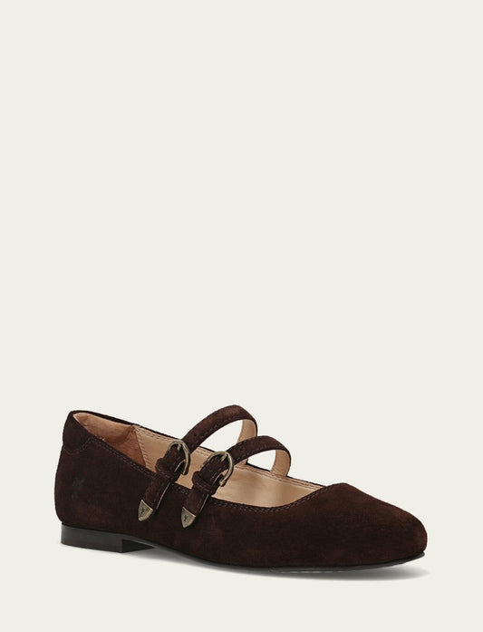 FRYE Women's Chocolate Carson Multi Mary Jane Flat