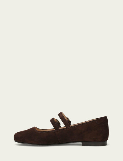 FRYE Women's Chocolate Carson Multi Mary Jane Flat