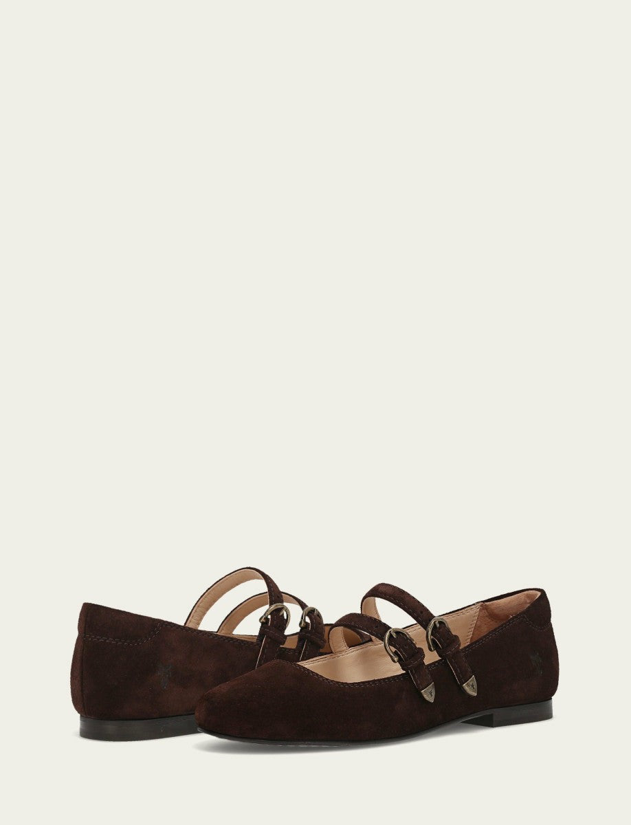FRYE Women's Chocolate Carson Multi Mary Jane Flat