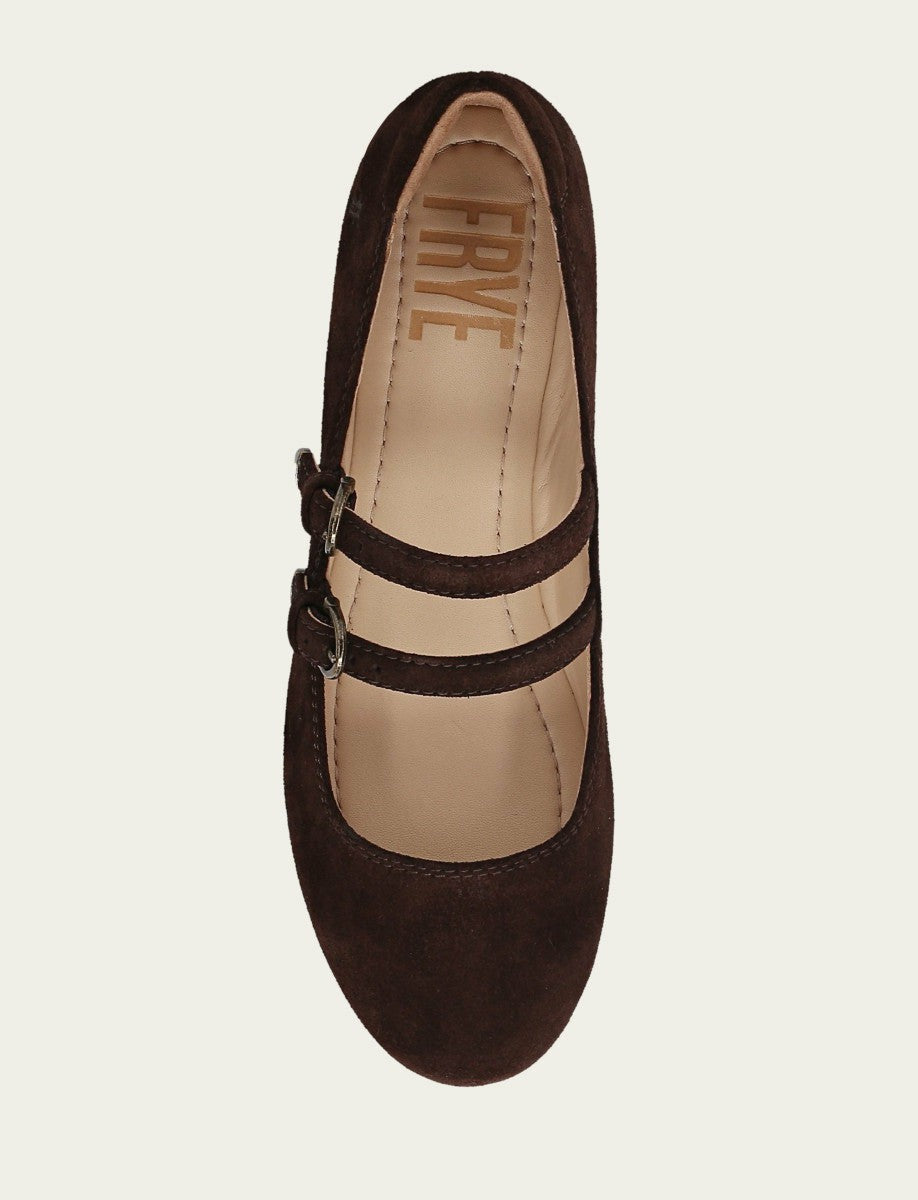 FRYE Women's Chocolate Carson Multi Mary Jane Flat