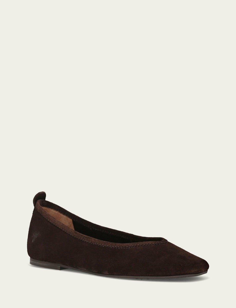 FRYE Women's Chocolate Suede Hayley Ballet Flat