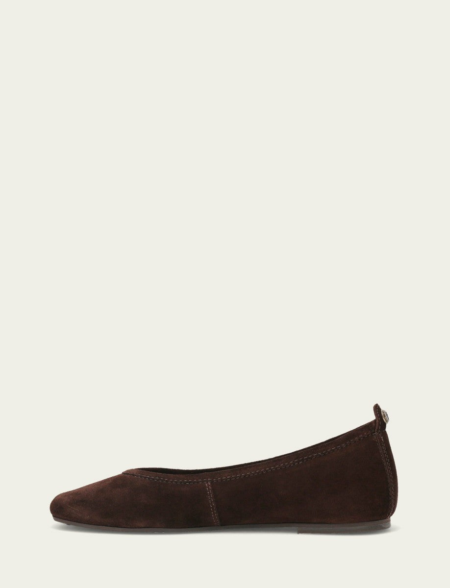 FRYE Women's Chocolate Suede Hayley Ballet Flat