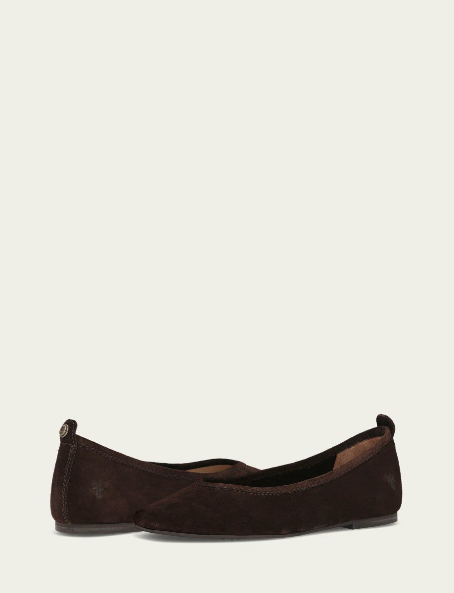 FRYE Women's Chocolate Suede Hayley Ballet Flat