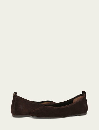FRYE Women's Chocolate Suede Hayley Ballet Flat