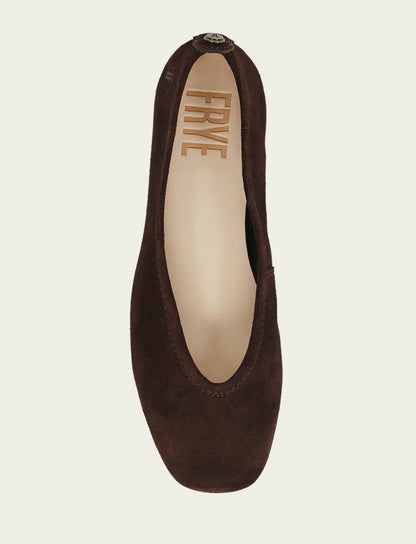 FRYE Women's Chocolate Suede Hayley Ballet Flat