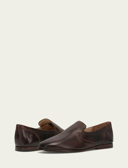 FRYE Women's Dark Brown Faith Slip On Loafer