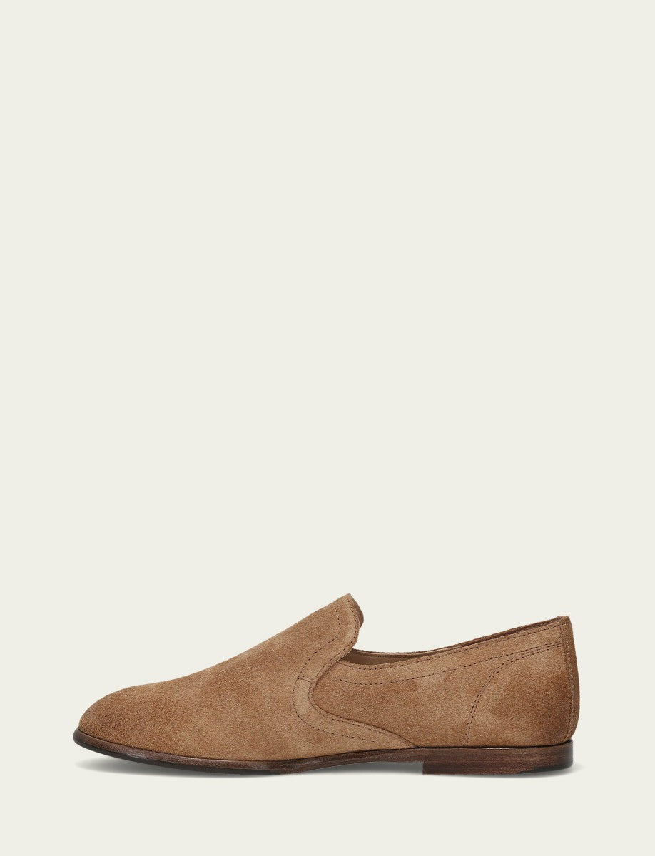 FRYE Women's Almond Suede Faith Slip On Loafer