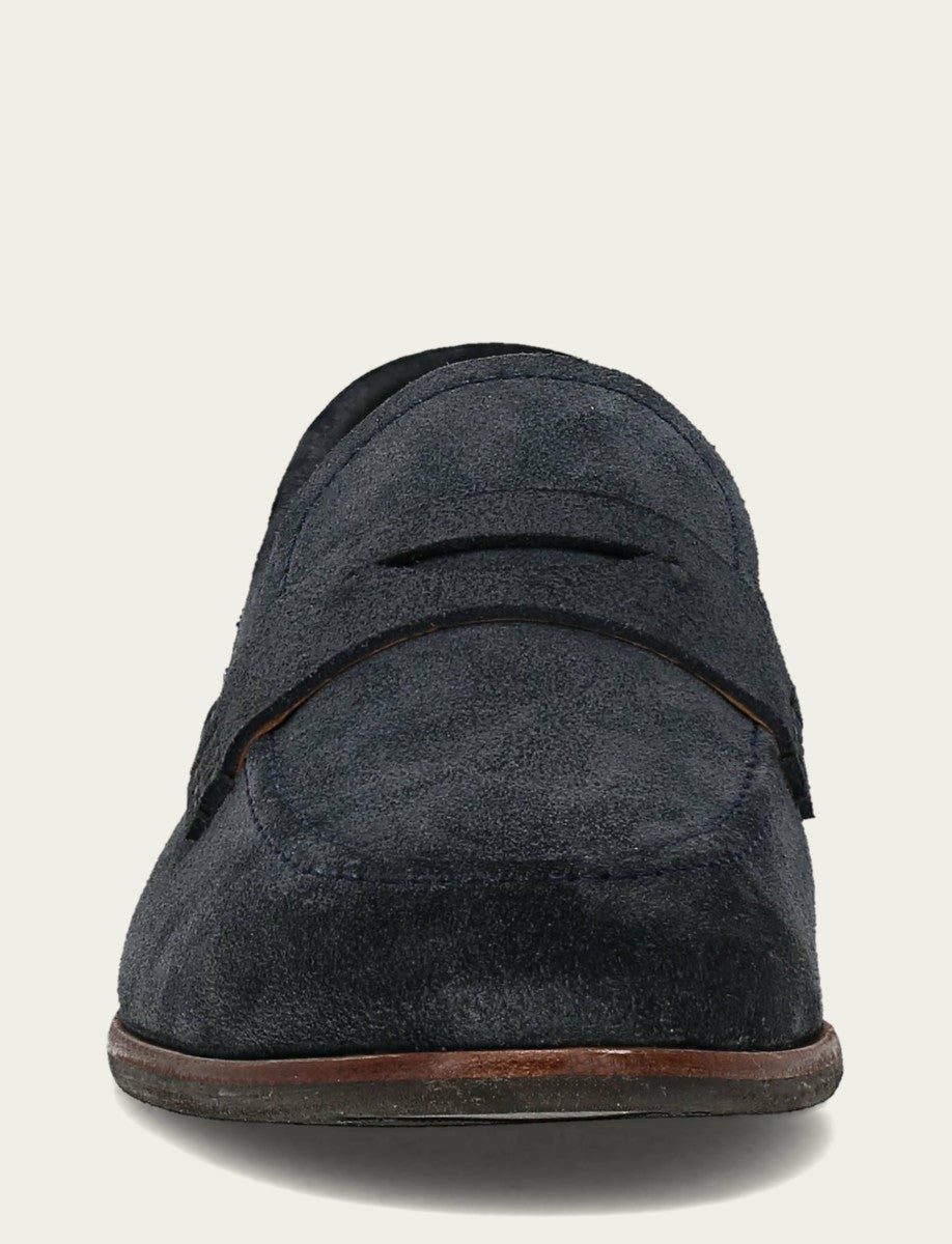 FRYE Men’s Midnight Blue Suede Graham Penny Casual Leather Shoes