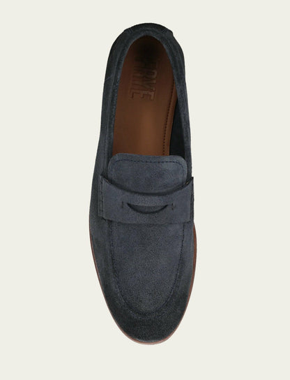 FRYE Men’s Midnight Blue Suede Graham Penny Casual Leather Shoes