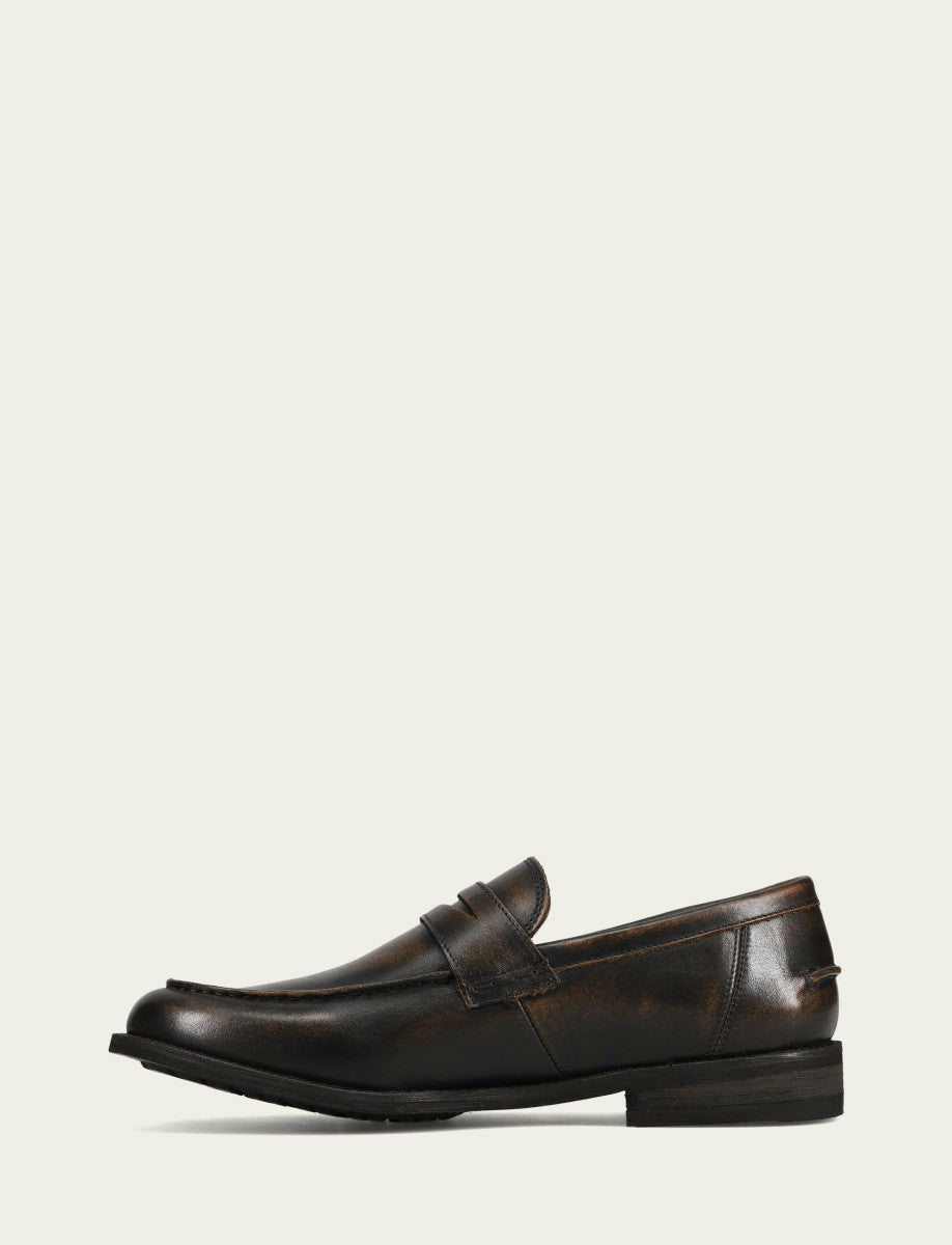 FRYE Men's Brown Brush Off Tyler Flex Penny Loafer